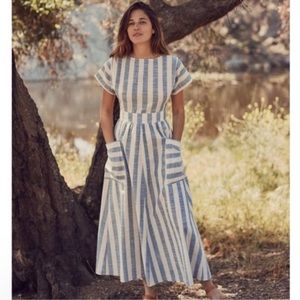 Christy Dawn Jane Dress in Washed Sky Stripe Blue White